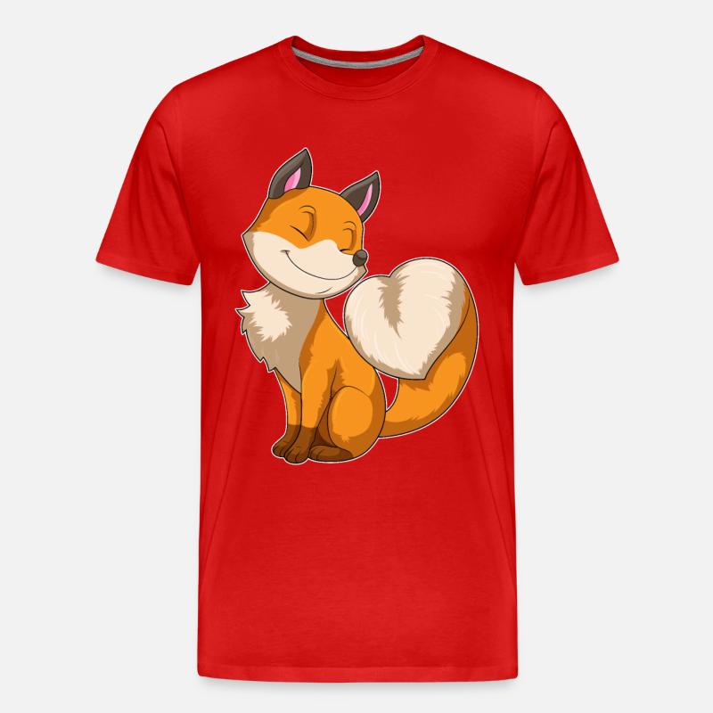 Fuchs mit Herz - Männer Premium Bio T-Shirt - Rot