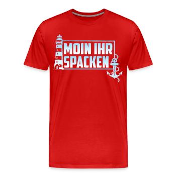 MOIN IHR SPACKEN - Männer Premium Bio T-Shirt - Rot - Vorne - Damien (186cm)