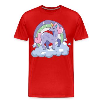 Licorne sur le nuage neuf - T-shirt bio Premium Homme - rouge - Devant - Damien (186cm)