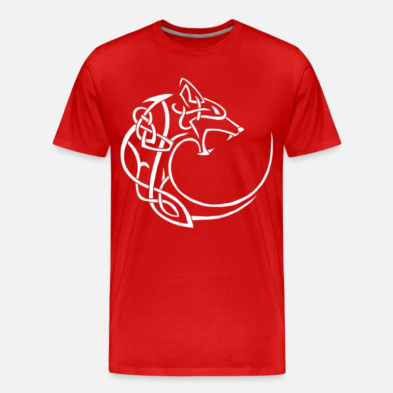 Weißer Mondwolf - Männer Premium Bio T-Shirt - Rot