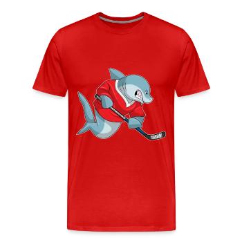 Croquant de hockey sur glace Shark - T-shirt bio Premium Homme - rouge - Devant - Damien (186cm)