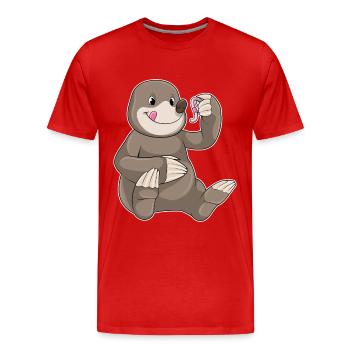 Mole Earthworm - Men's Premium Organic T-Shirt - red - Front - Damien (186cm)