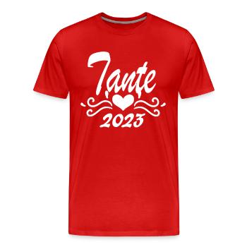 Tante 2023 - Werdende Tante - Tante werden - Männer Premium Bio T-Shirt - Rot - Vorne - Damien (186cm)