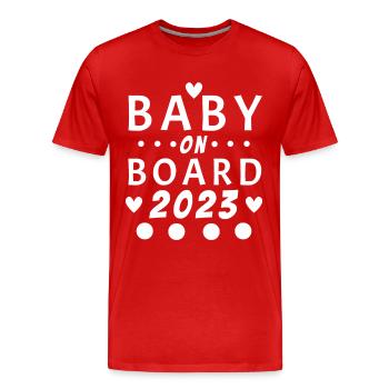 Bébé à bord grossesse enceinte 2023 - T-shirt bio Premium Homme - rouge - Devant - Damien (186cm)