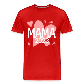 Mama 2023 loading - Werdende Mutter 2023 - Männer Premium Bio T-Shirt - Rot - Vorne - Damien (186cm)