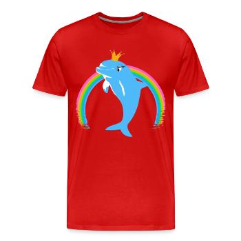 Rainbow Dolphin Golden Crown Blue - Men's Premium Organic T-Shirt - red - Front - Damien (186cm)