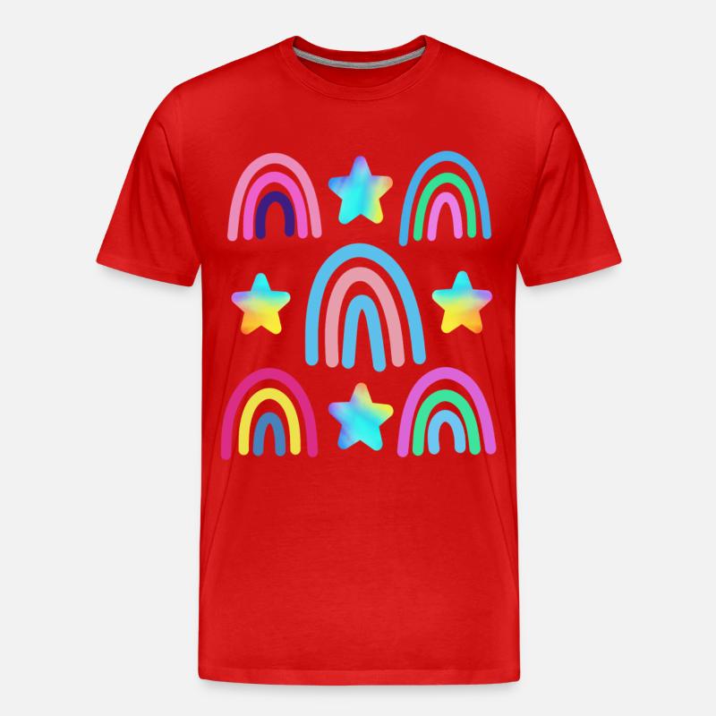 bunter Regenbogen und Sterne - Männer Premium Bio T-Shirt - Rot