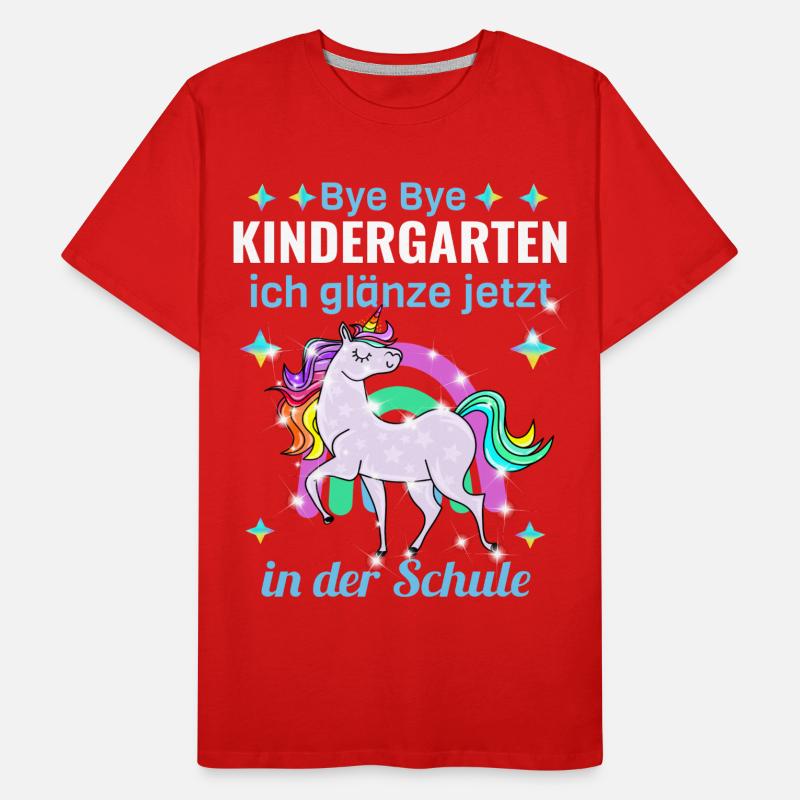 Bye Bye Kindergarten Glitzer Einhorn Einschulung Männer Premium Bio T-Shirt