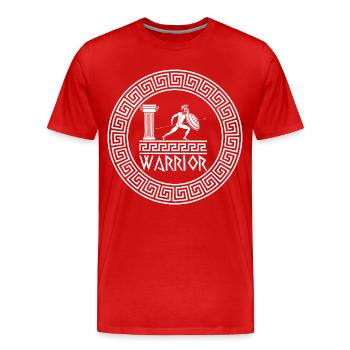 Antiker griechischer Krieger (weiß) - Männer Premium Bio T-Shirt - Rot - Vorne - Damien (186cm)