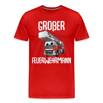 Großer Bruder Großer Feuerwehrmann - Männer Premium Bio T-Shirt - Rot - Vorne - Damien (186cm)
