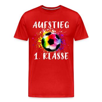 1. Klasse Fußball Schulanfang - Männer Premium Bio T-Shirt - Rot - Vorne - Damien (186cm)