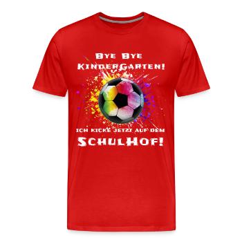 Fußball Schulanfang Geschenk - Männer Premium Bio T-Shirt - Rot - Vorne - Damien (186cm)