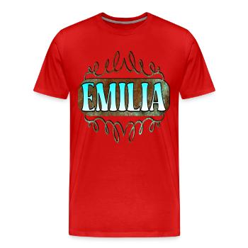 Name Day Emilia - DAUGHTER - Men's Premium Organic T-Shirt - red - Front - Damien (186cm)