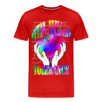 avec cœur et tolérance arc-en-ciel - T-shirt bio Premium Homme - rouge - Devant - Damien (186cm)