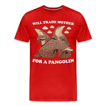 Échangera sa mère contre un pangolin - T-shirt bio Premium Homme - rouge - Devant - Damien (186cm)