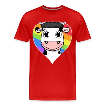 Kuh Lgbt Regenbogen Farben - Männer Premium Bio T-Shirt - Rot - Vorne - Damien (186cm)