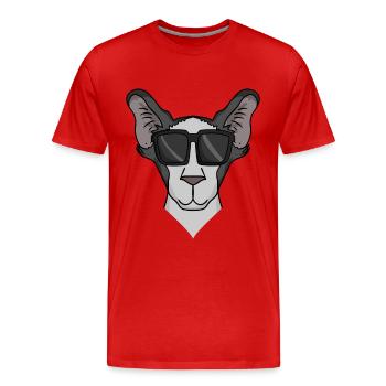Orientalisch Kurzhaar Katze mit Sonnenbrille - Männer Premium Bio T-Shirt - Rot - Vorne - Damien (186cm)