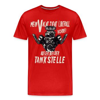 Mein V Acht zieht Überall vorbei - Männer Premium Bio T-Shirt - Rot - Vorne - Damien (186cm)