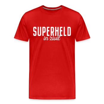 Superheld In Zivil Superhelden Männer Kostüm JGA - Männer Premium Bio T-Shirt - Rot - Vorne - Damien (186cm)