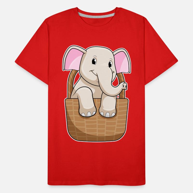 Éléphant avec panier T-shirt bio Premium Homme