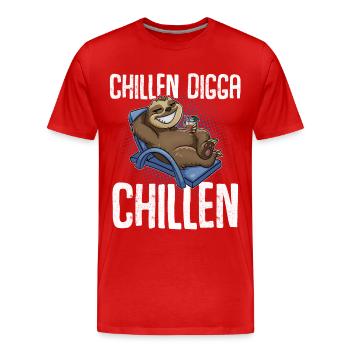 Chillen Digga Chillen Faultier - Männer Premium Bio T-Shirt - Rot - Vorne - Damien (186cm)