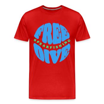 Freitauch- und Speerfischen Typografie - Männer Premium Bio T-Shirt - Rot - Vorne - Damien (186cm)
