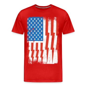 Drapeau américain de l’électricien - T-shirt bio Premium Homme - rouge - Devant - Damien (186cm)