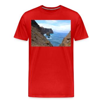 Affiche Madère Portugal - T-shirt bio Premium Homme - rouge - Devant - Damien (186cm)