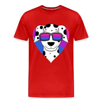Bisexual Dalmatian dog - dog with glasses - Men's Premium Organic T-Shirt - red - Front - Damien (186cm)