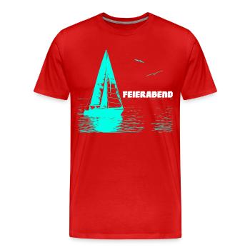 Feierabend Segelboot und 2 Möwen - Männer Premium Bio T-Shirt - Rot - Vorne - Damien (186cm)