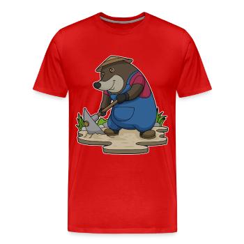 Ferme de pioches du Fermier de Taupes - T-shirt bio Premium Homme - rouge - Devant - Damien (186cm)