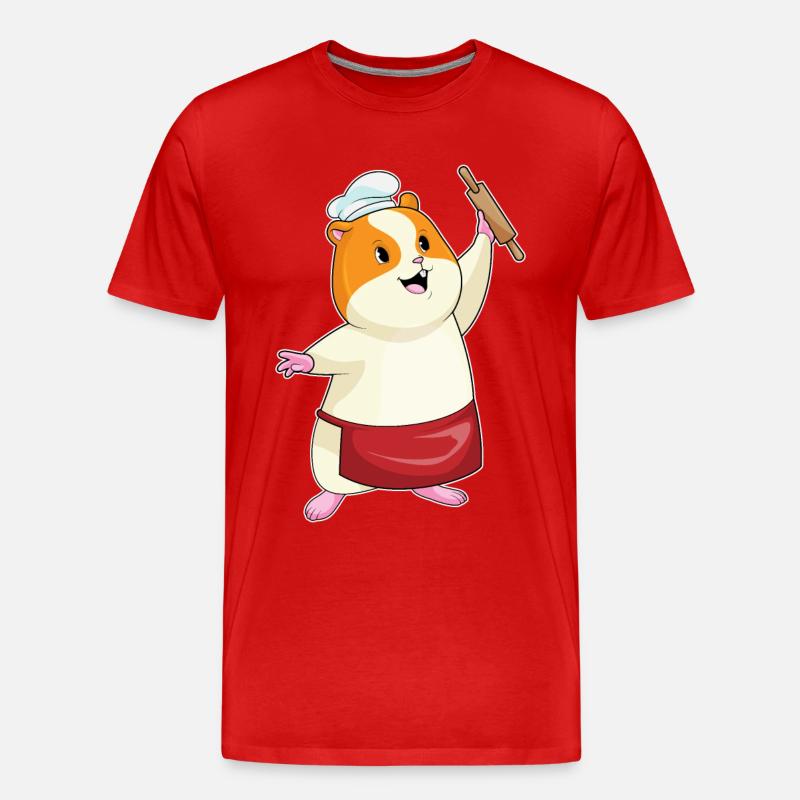 Hamster Bäcker Nudelholz Backen - Männer Premium Bio T-Shirt - Rot