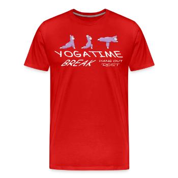 Lama Yoga Time - Men's Premium Organic T-Shirt - red - Front - Damien (186cm)