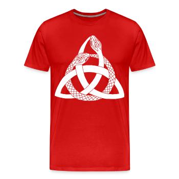 Weiße Schlangen und keltisches Symbol - Männer Premium Bio T-Shirt - Rot - Vorne - Damien (186cm)