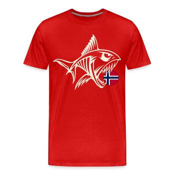 Norvège Fishing Angler Fishing Tour - T-shirt bio Premium Homme - rouge - Devant - Damien (186cm)