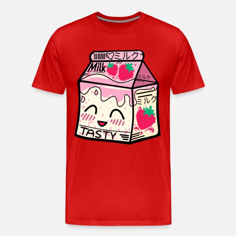 Erdbeer Milch Packung kawaii - Männer Premium Bio T-Shirt - Rot