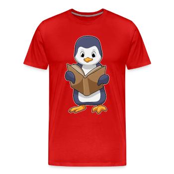 Penguin Nerd Book - Men's Premium Organic T-Shirt - red - Front - Damien (186cm)