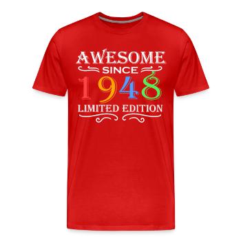 1948 - Jahrgang 1948 - Fantastisch seit 1948 - Männer Premium Bio T-Shirt - Rot - Vorne - Damien (186cm)