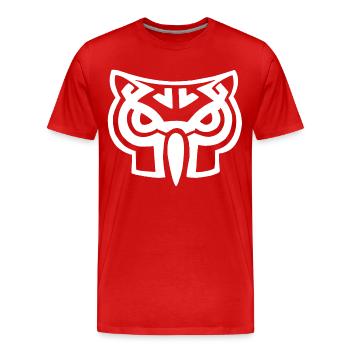 White owl head - Men's Premium Organic T-Shirt - red - Front - Damien (186cm)