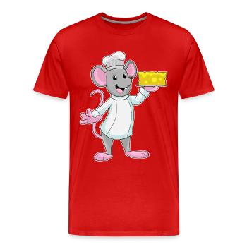 Mouse Cook Cheese Cooking - T-shirt bio Premium Homme - rouge - Devant - Damien (186cm)