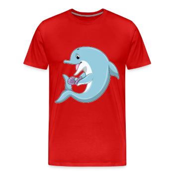 Delfin Perle - Männer Premium Bio T-Shirt - Rot - Vorne - Damien (186cm)