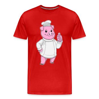 Cuisinier Chef Cuisinier Chapeau - T-shirt bio Premium Homme - rouge - Devant - Damien (186cm)