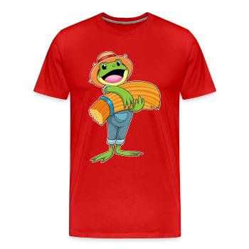 Frosch Landwirt Stroh Bauernhof - Männer Premium Bio T-Shirt - Rot - Vorne - Damien (186cm)