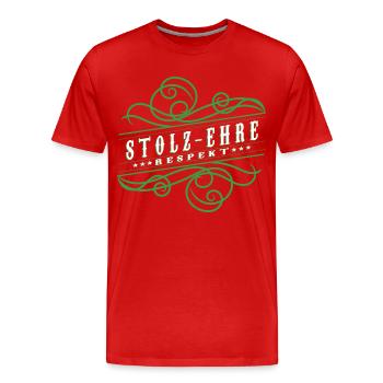 Stolz,Ehre,Respekt, - Männer Premium Bio T-Shirt - Rot - Vorne - Damien (186cm)