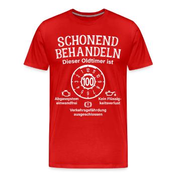 100. Geburtstag Schonend Behandeln Oldtimer 100 - Männer Premium Bio T-Shirt - Rot - Vorne - Damien (186cm)