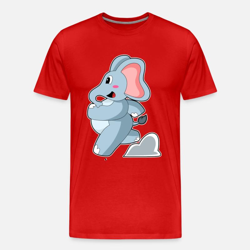 Elefant als Jogger - Männer Premium Bio T-Shirt - Rot