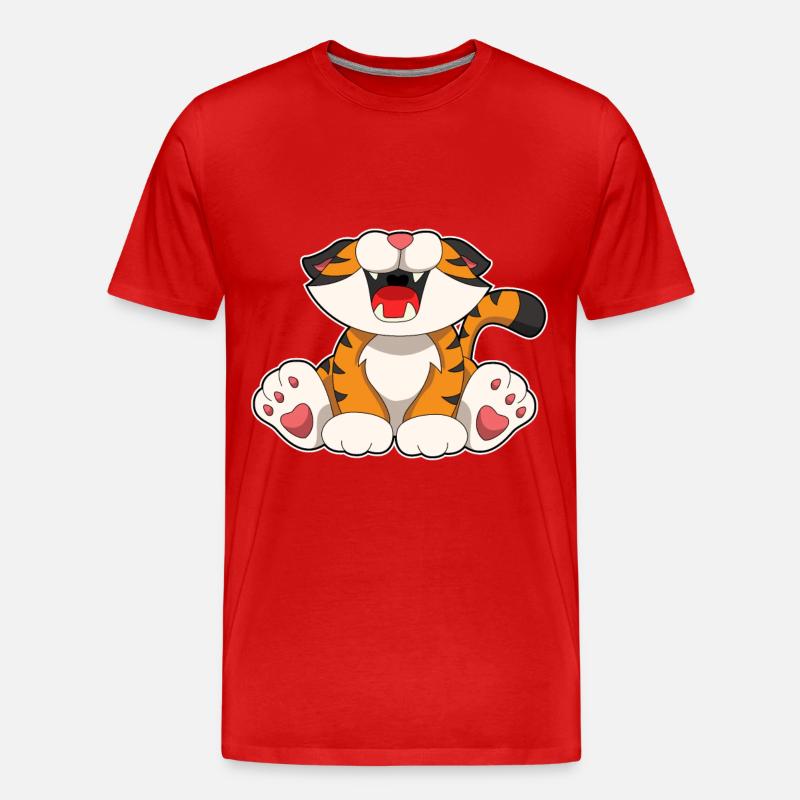 Brüllender Tiger - Männer Premium Bio T-Shirt - Rot