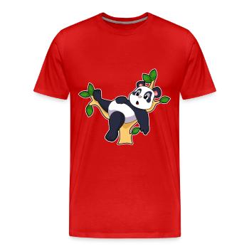 Panda Zweig - Männer Premium Bio T-Shirt - Rot - Vorne - Damien (186cm)