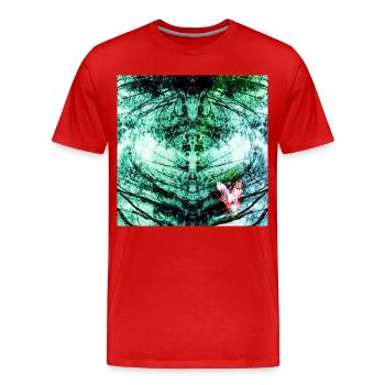 Waldreflexion Teal Schmetterling - Männer Premium Bio T-Shirt - Rot - Vorne - Damien (186cm)