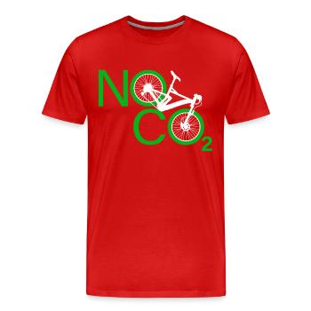 Pas de CO2 Vélo Changement climatique VTT VTT E-Bike - T-shirt bio Premium Homme - rouge - Devant - Damien (186cm)